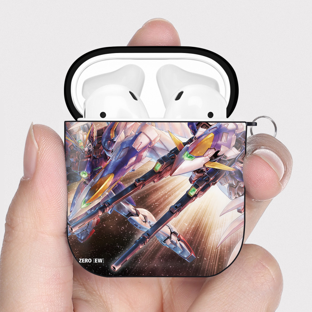 （画像用） 機動戦士ガンダム Mobile Suit Gundam AirPods 第2世代保護ケース ハードシェル ブラック 耐衝撃・防指紋・カラビナ付き