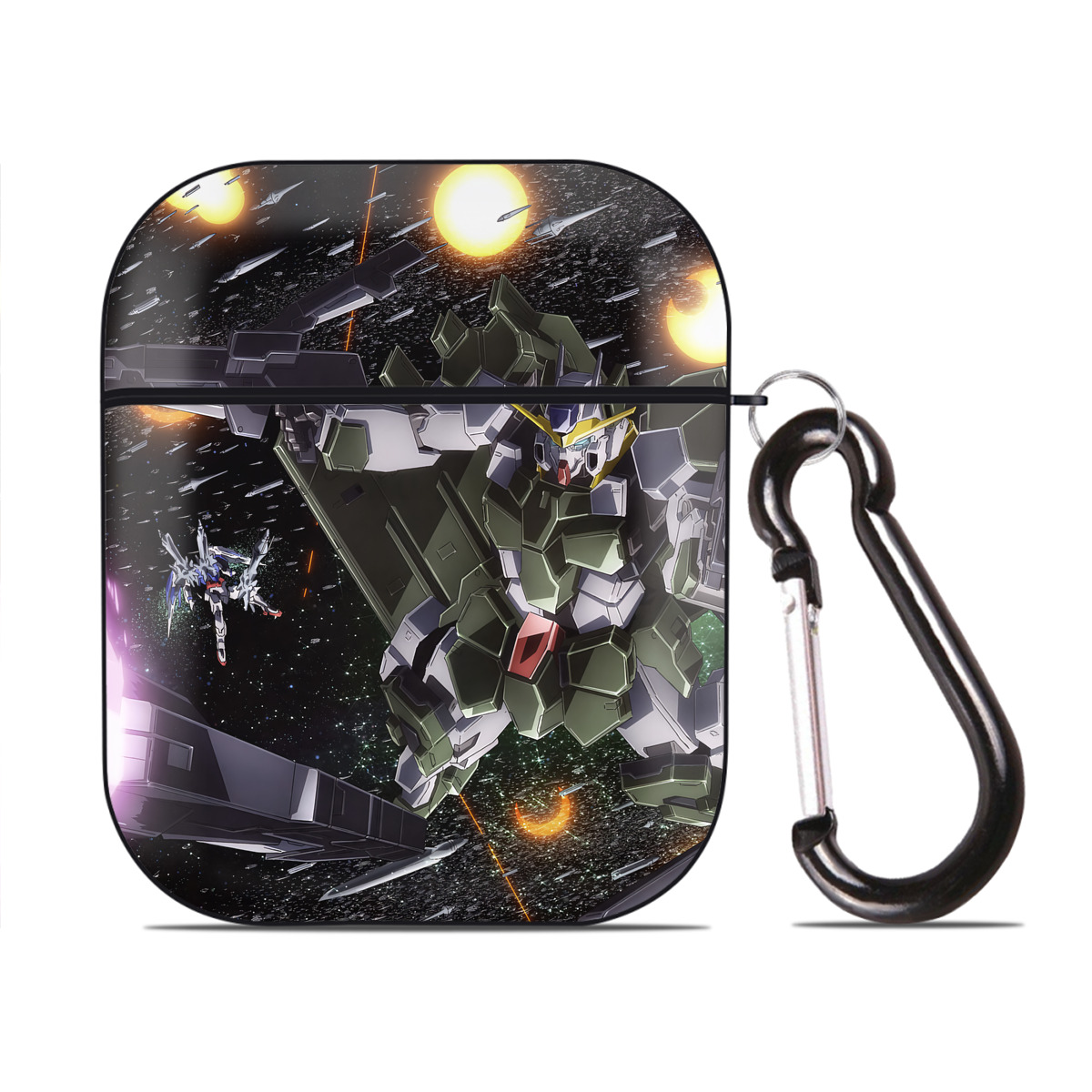 （画像用） 機動戦士ガンダム Mobile Suit Gundam AirPods 第2世代保護ケース ハードシェル ブラック 耐衝撃・防指紋・カラビナ付き