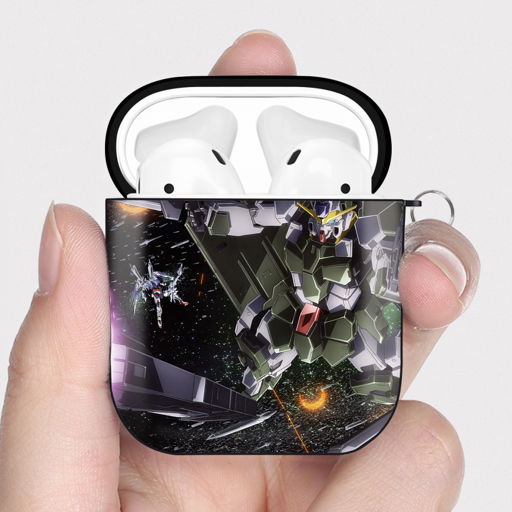 （画像用） 機動戦士ガンダム Mobile Suit Gundam AirPods 第2世代保護ケース ハードシェル ブラック 耐衝撃・防指紋・カラビナ付き