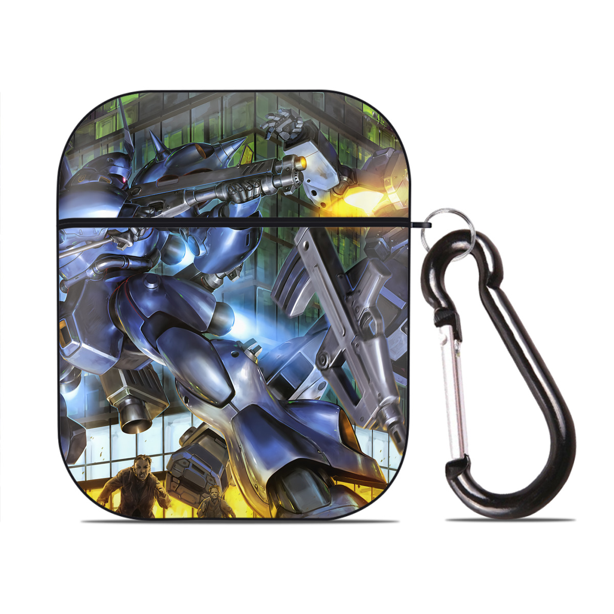 （画像用） 機動戦士ガンダム Mobile Suit Gundam AirPods 第2世代保護ケース ハードシェル ブラック 耐衝撃・防指紋・カラビナ付き