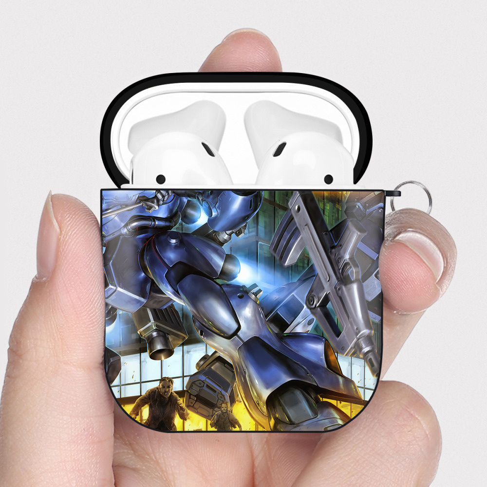 （画像用） 機動戦士ガンダム Mobile Suit Gundam AirPods 第2世代保護ケース ハードシェル ブラック 耐衝撃・防指紋・カラビナ付き