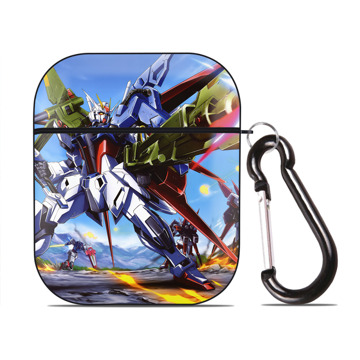 （画像用） 機動戦士ガンダム Mobile Suit Gundam AirPods 第2世代保護ケース ハードシェル ブラック 耐衝撃・防指紋・カラビナ付き
