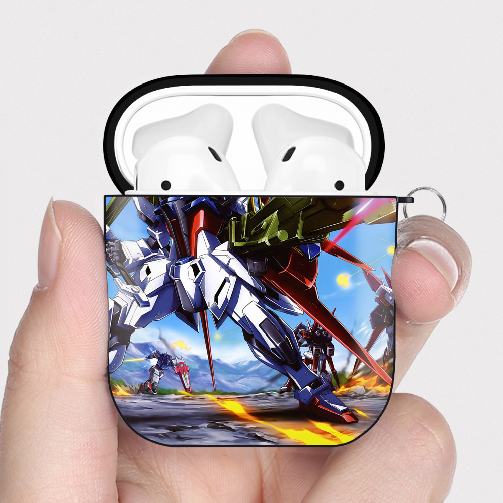 （画像用） 機動戦士ガンダム Mobile Suit Gundam AirPods 第2世代保護ケース ハードシェル ブラック 耐衝撃・防指紋・カラビナ付き