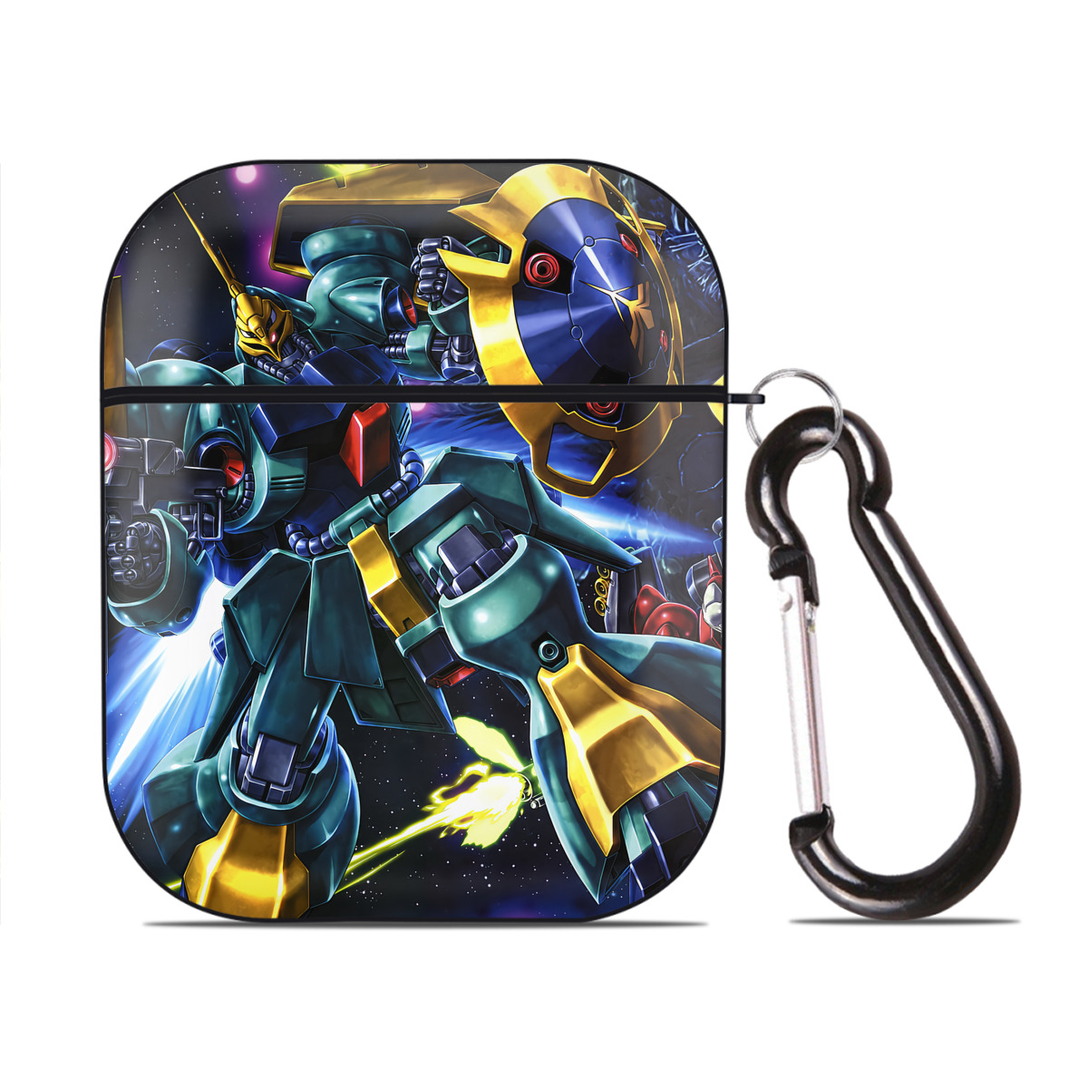 （画像用） 機動戦士ガンダム Mobile Suit Gundam AirPods 第2世代保護ケース ハードシェル ブラック 耐衝撃・防指紋・カラビナ付き