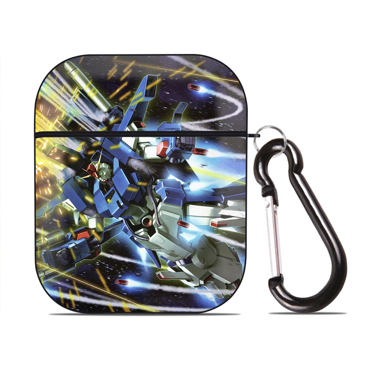 （画像用） 機動戦士ガンダム Mobile Suit Gundam AirPods 第2世代保護ケース ハードシェル ブラック 耐衝撃・防指紋・カラビナ付き