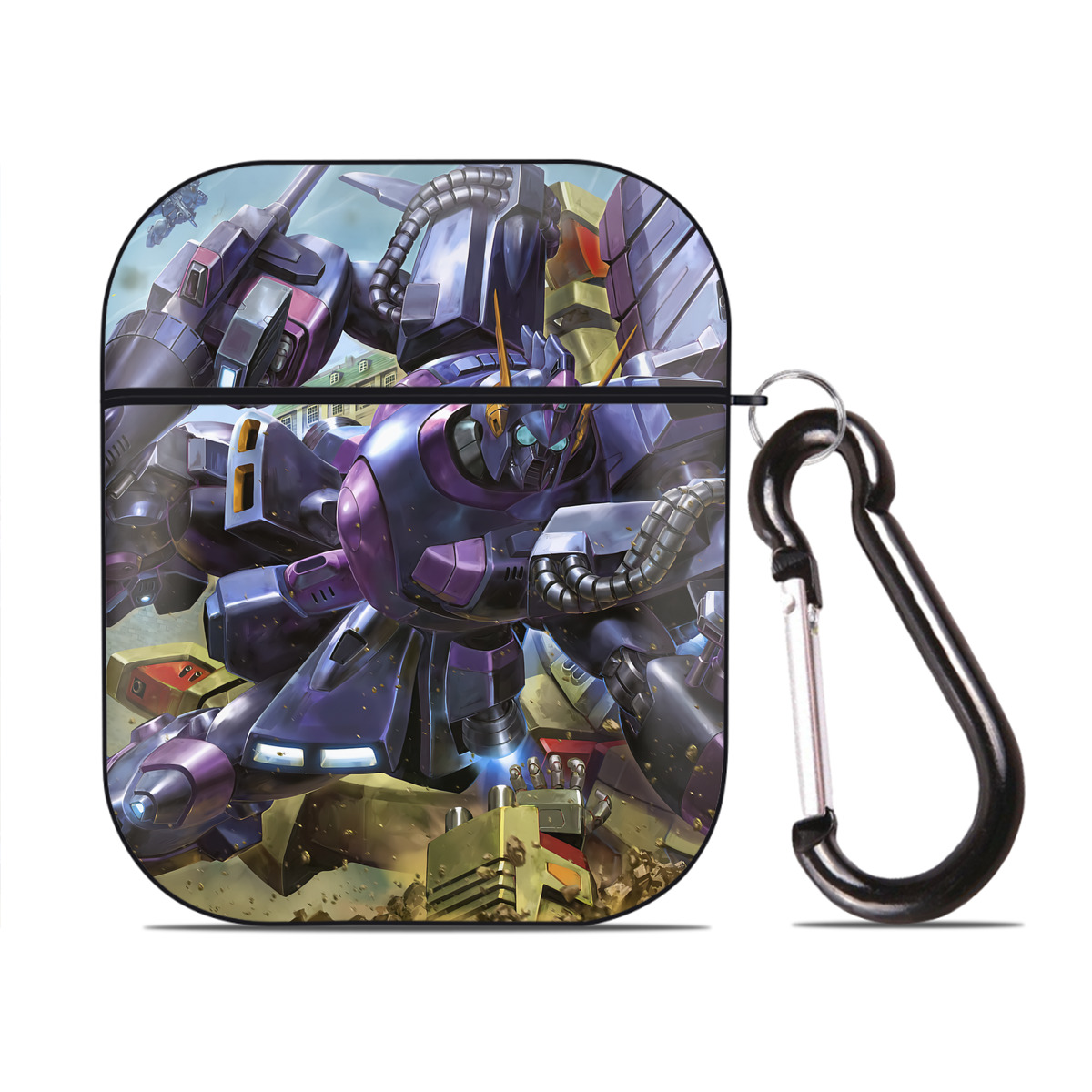 （画像用） 機動戦士ガンダム Mobile Suit Gundam AirPods 第2世代保護ケース ハードシェル ブラック 耐衝撃・防指紋・カラビナ付き