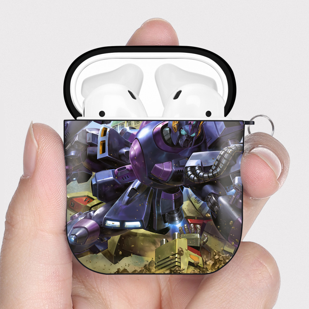 （画像用） 機動戦士ガンダム Mobile Suit Gundam AirPods 第2世代保護ケース ハードシェル ブラック 耐衝撃・防指紋・カラビナ付き