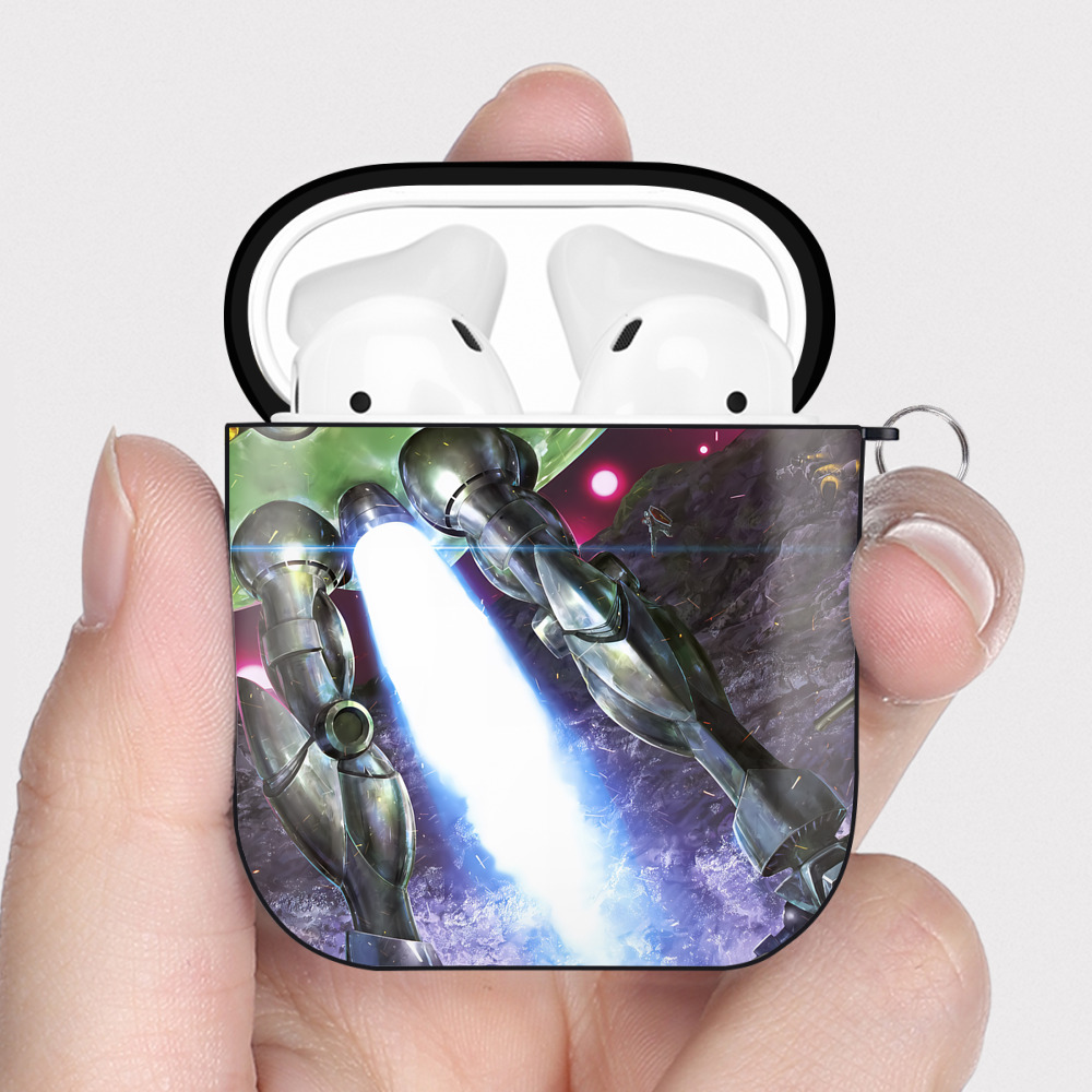 （画像用） 機動戦士ガンダム Mobile Suit Gundam AirPods 第2世代保護ケース ハードシェル ブラック 耐衝撃・防指紋・カラビナ付き