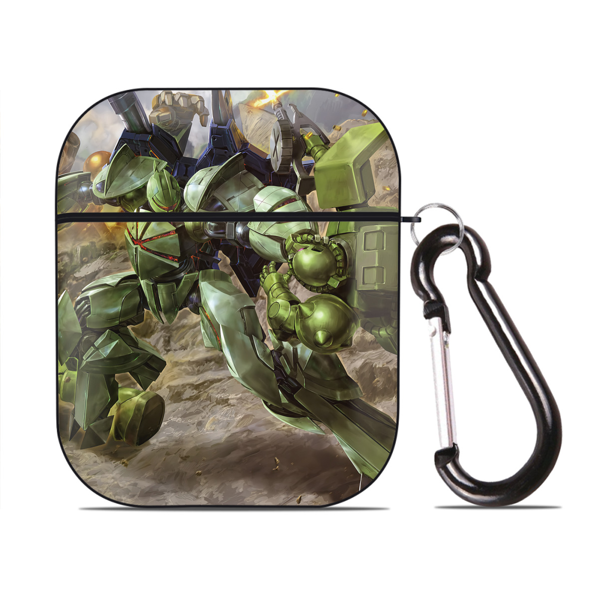 （画像用） 機動戦士ガンダム Mobile Suit Gundam AirPods 第2世代保護ケース ハードシェル ブラック 耐衝撃・防指紋・カラビナ付き