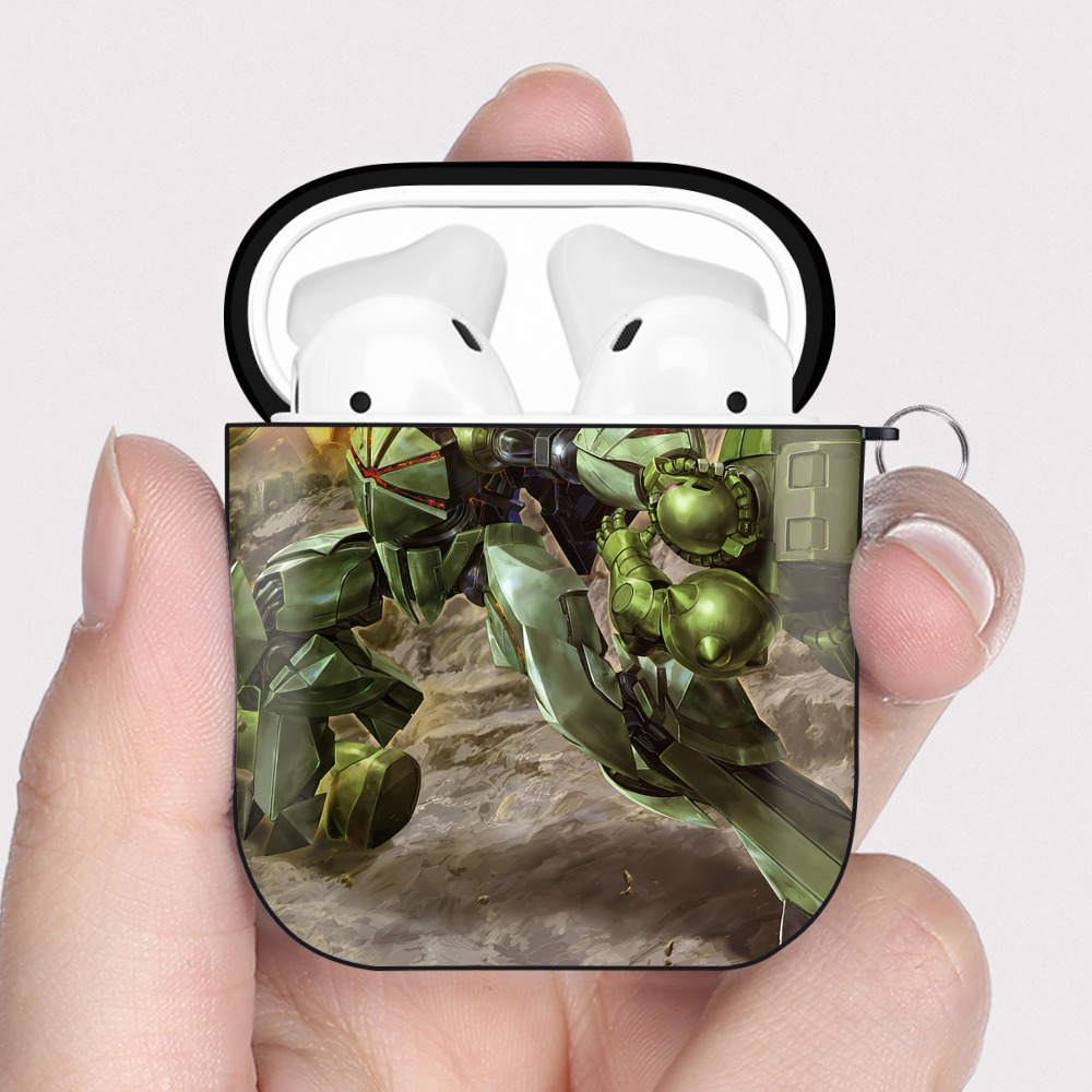 （画像用） 機動戦士ガンダム Mobile Suit Gundam AirPods 第2世代保護ケース ハードシェル ブラック 耐衝撃・防指紋・カラビナ付き