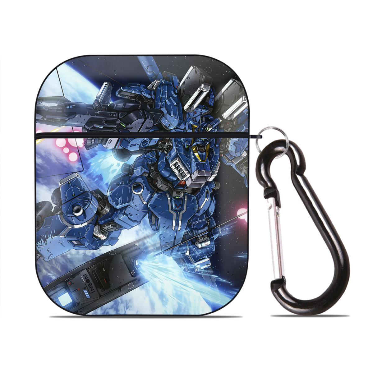 （画像用） 機動戦士ガンダム Mobile Suit Gundam AirPods 第2世代保護ケース ハードシェル ブラック 耐衝撃・防指紋・カラビナ付き