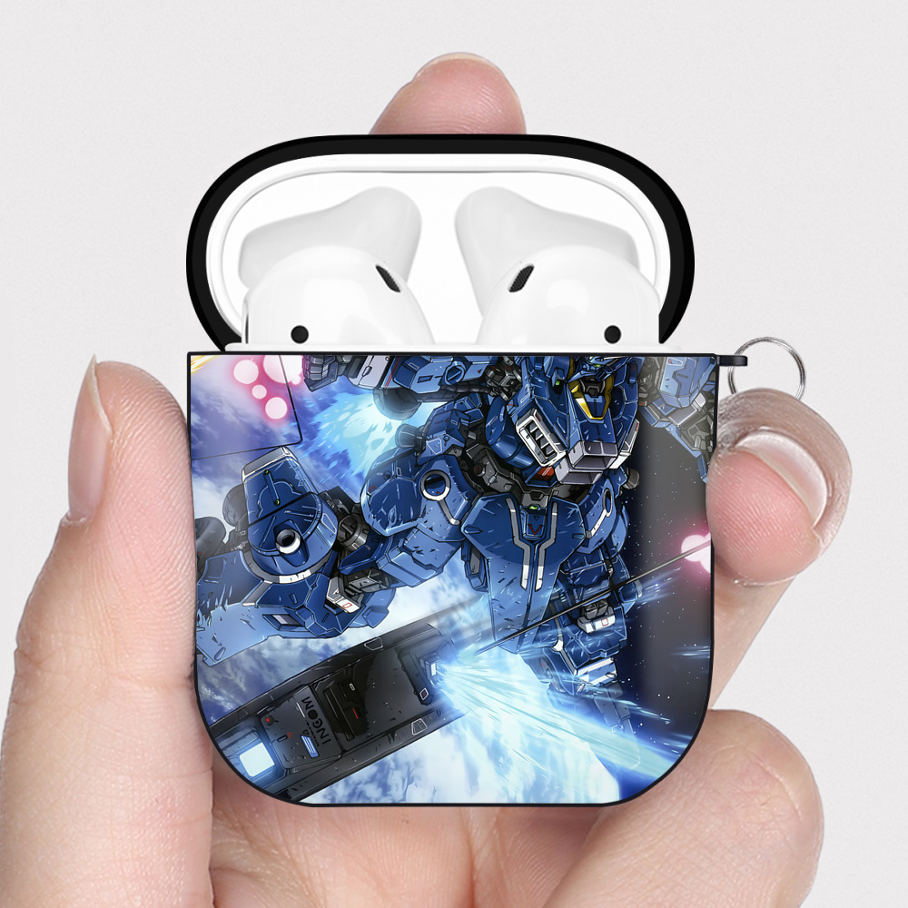 （画像用） 機動戦士ガンダム Mobile Suit Gundam AirPods 第2世代保護ケース ハードシェル ブラック 耐衝撃・防指紋・カラビナ付き