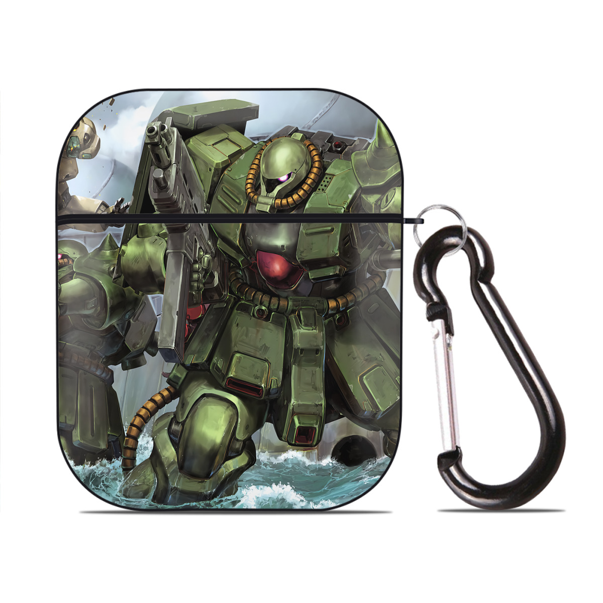 （画像用） 機動戦士ガンダム Mobile Suit Gundam AirPods 第2世代保護ケース ハードシェル ブラック 耐衝撃・防指紋・カラビナ付き