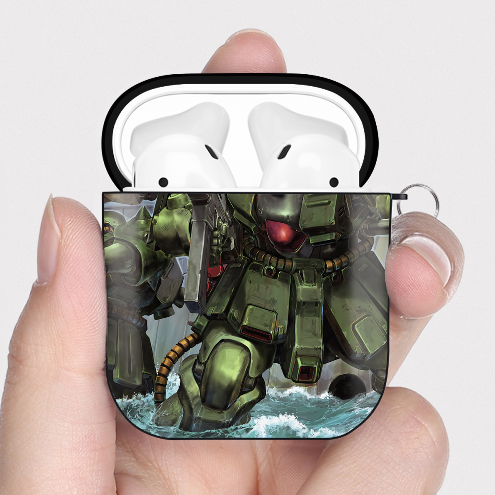 （画像用） 機動戦士ガンダム Mobile Suit Gundam AirPods 第2世代保護ケース ハードシェル ブラック 耐衝撃・防指紋・カラビナ付き