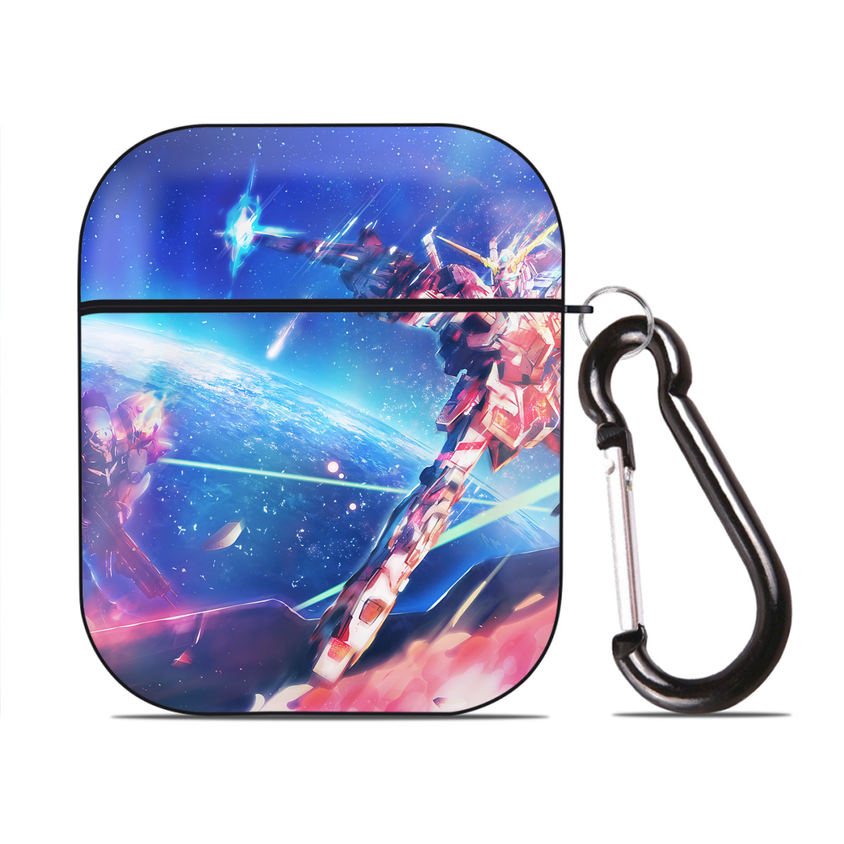 （画像用） 機動戦士ガンダム Mobile Suit Gundam AirPods 第2世代保護ケース ハードシェル ブラック 耐衝撃・防指紋・カラビナ付き