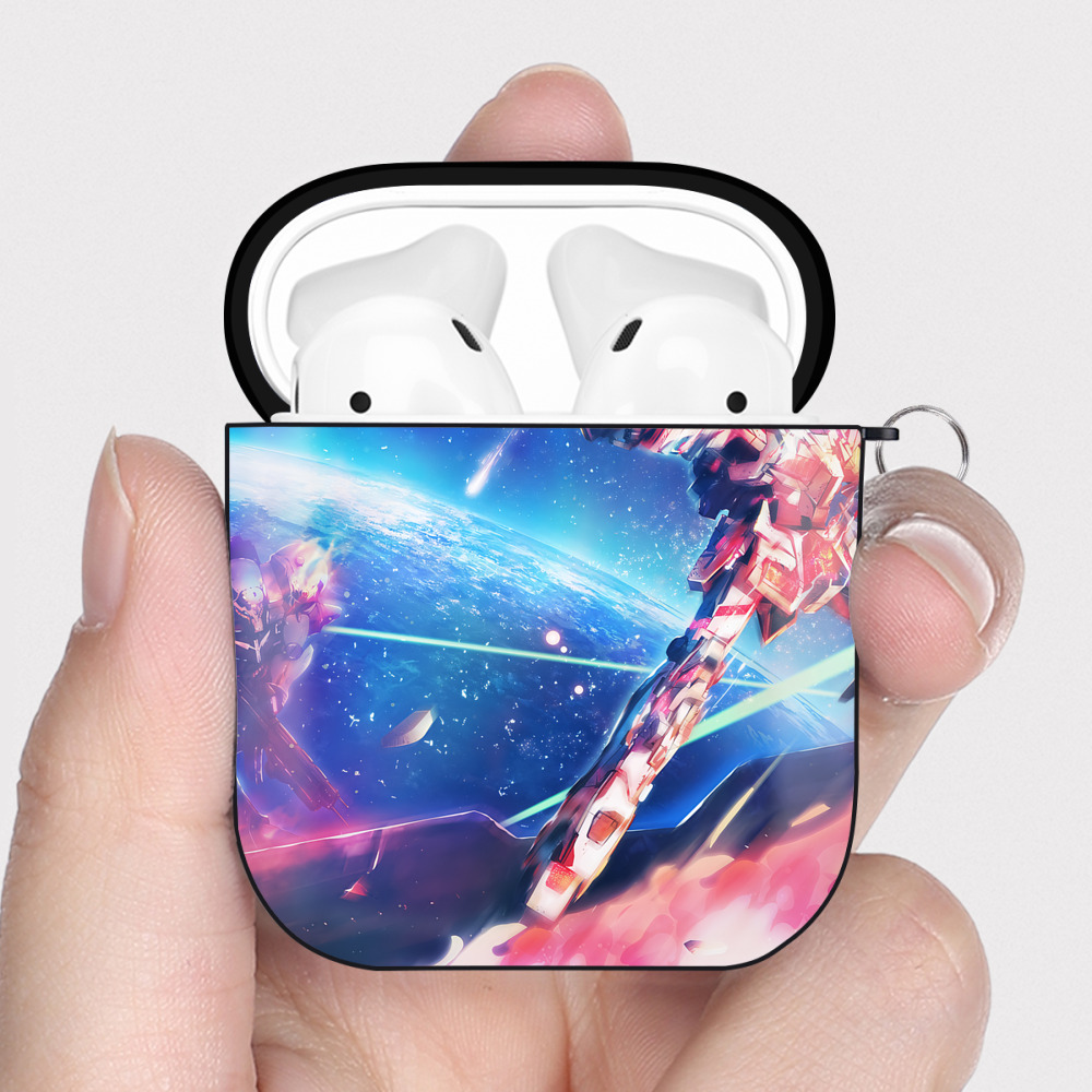 （画像用） 機動戦士ガンダム Mobile Suit Gundam AirPods 第2世代保護ケース ハードシェル ブラック 耐衝撃・防指紋・カラビナ付き