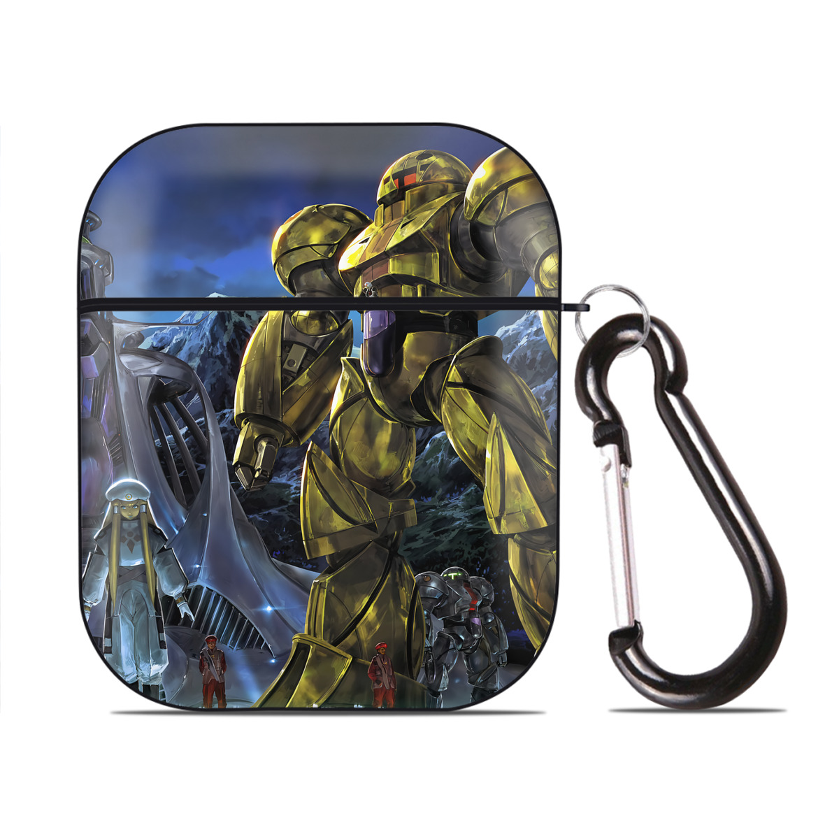 （画像用） 機動戦士ガンダム Mobile Suit Gundam AirPods 第2世代保護ケース ハードシェル ブラック 耐衝撃・防指紋・カラビナ付き
