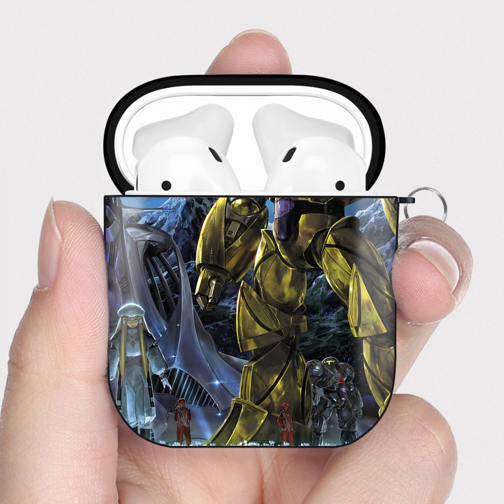 （画像用） 機動戦士ガンダム Mobile Suit Gundam AirPods 第2世代保護ケース ハードシェル ブラック 耐衝撃・防指紋・カラビナ付き