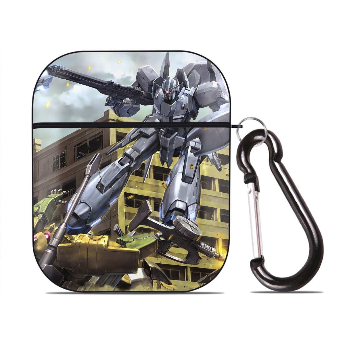 （画像用） 機動戦士ガンダム Mobile Suit Gundam AirPods 第2世代保護ケース ハードシェル ブラック 耐衝撃・防指紋・カラビナ付き