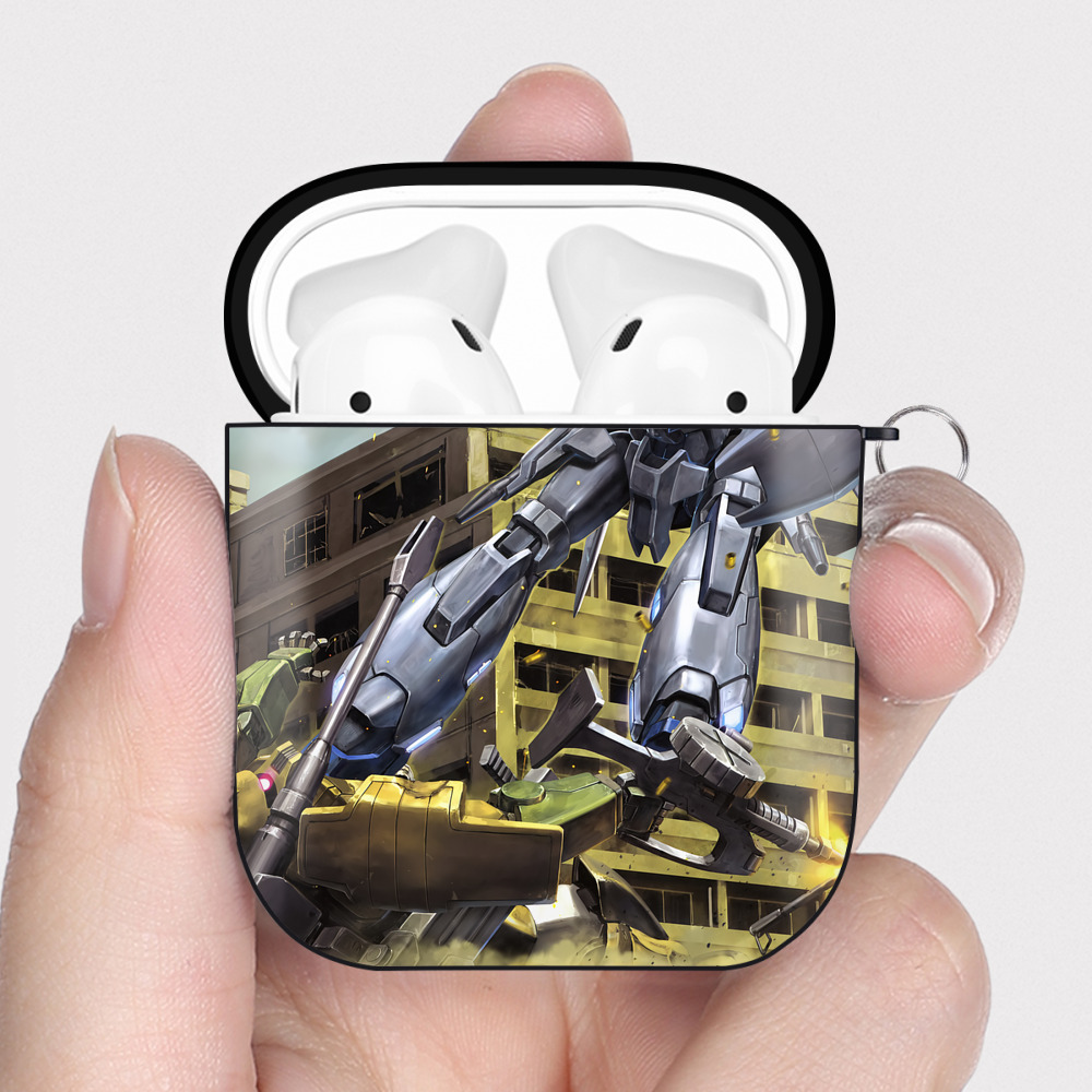 （画像用） 機動戦士ガンダム Mobile Suit Gundam AirPods 第2世代保護ケース ハードシェル ブラック 耐衝撃・防指紋・カラビナ付き