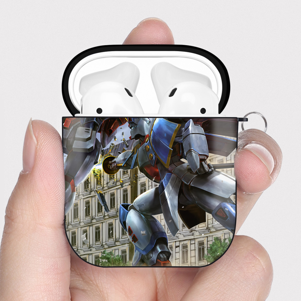 （画像用） 機動戦士ガンダム Mobile Suit Gundam AirPods 第2世代保護ケース ハードシェル ブラック 耐衝撃・防指紋・カラビナ付き