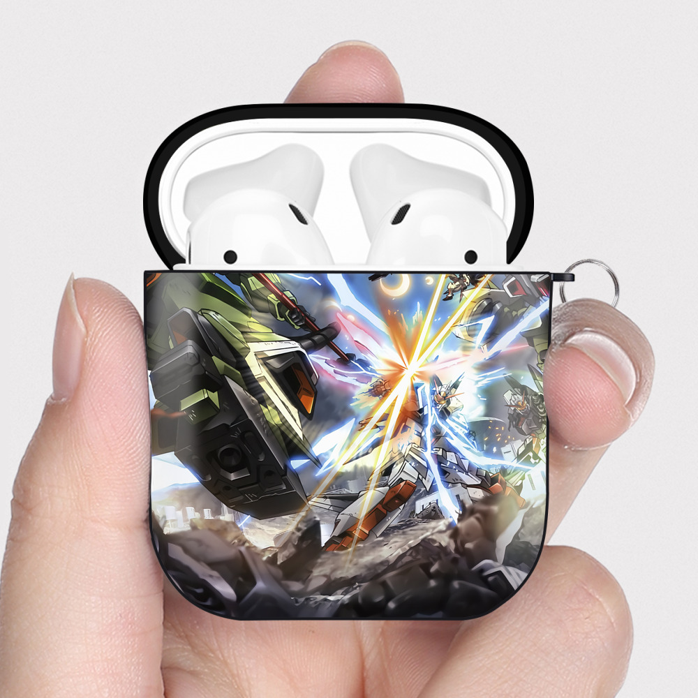 （画像用） 機動戦士ガンダム Mobile Suit Gundam AirPods 第2世代保護ケース ハードシェル ブラック 耐衝撃・防指紋・カラビナ付き