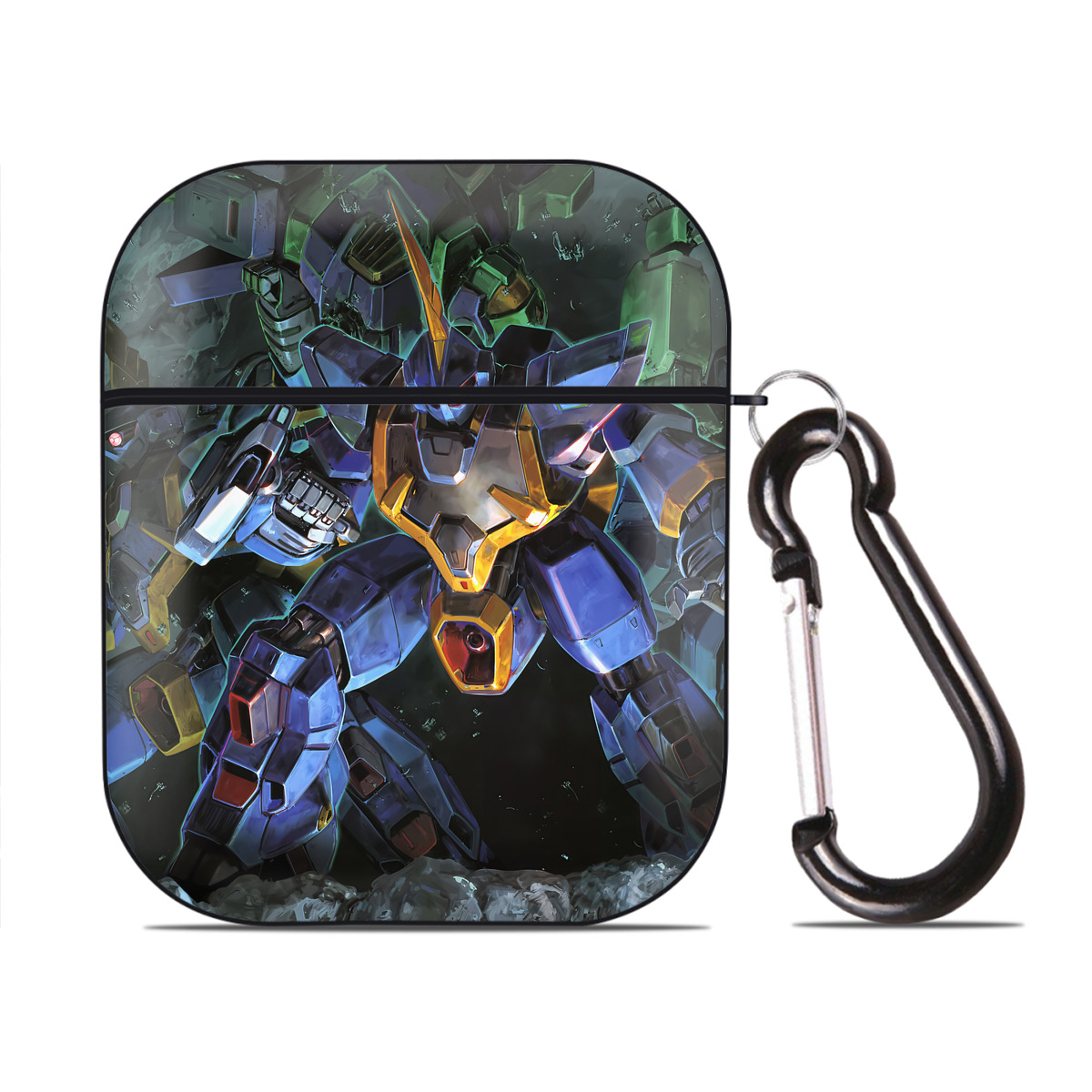 （画像用） 機動戦士ガンダム Mobile Suit Gundam AirPods 第2世代保護ケース ハードシェル ブラック 耐衝撃・防指紋・カラビナ付き