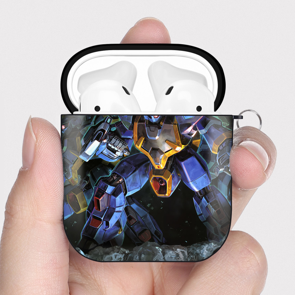 （画像用） 機動戦士ガンダム Mobile Suit Gundam AirPods 第2世代保護ケース ハードシェル ブラック 耐衝撃・防指紋・カラビナ付き