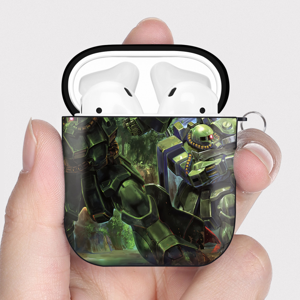 （画像用） 機動戦士ガンダム Mobile Suit Gundam AirPods 第2世代保護ケース ハードシェル ブラック 耐衝撃・防指紋・カラビナ付き
