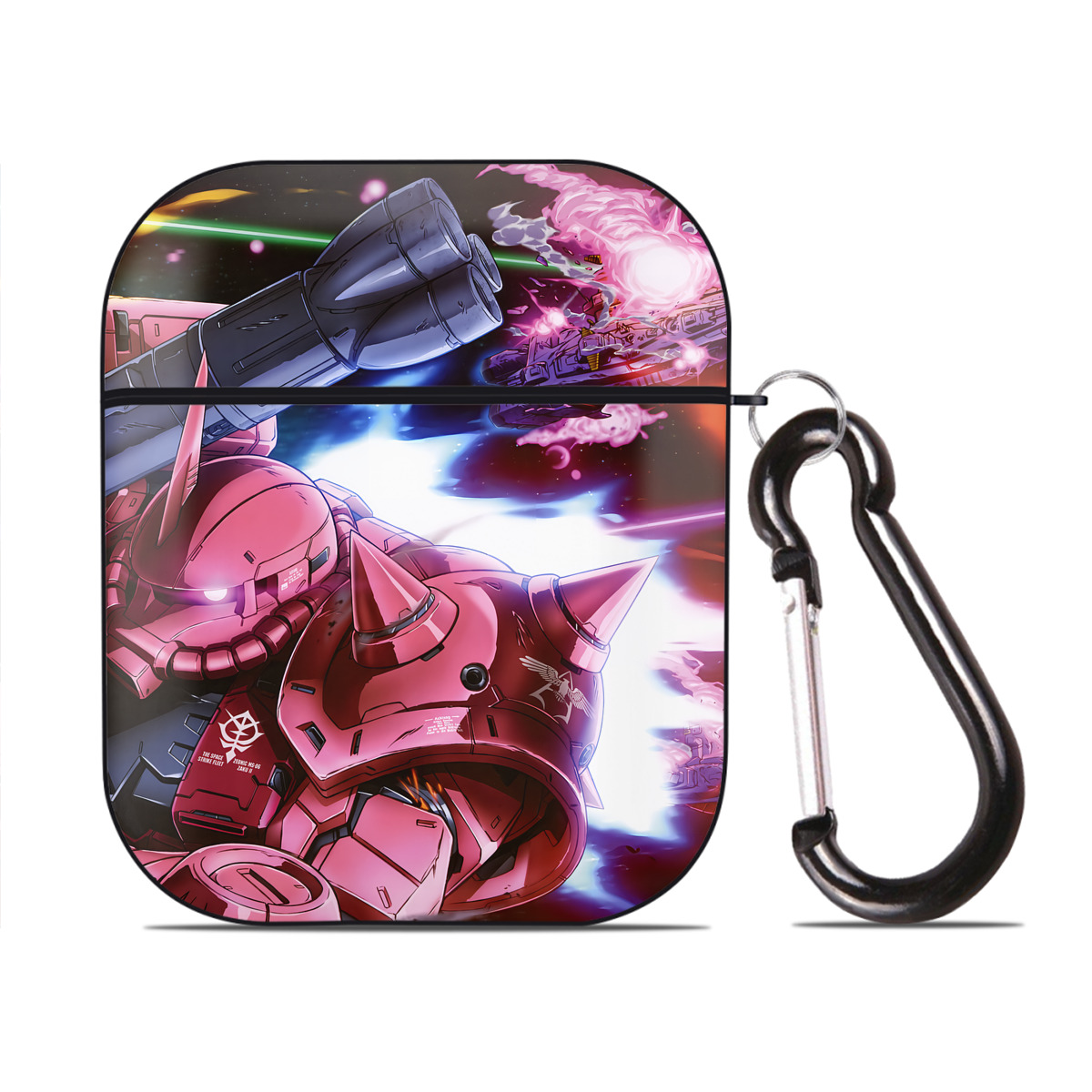 （画像用） 機動戦士ガンダム Mobile Suit Gundam AirPods 第2世代保護ケース ハードシェル ブラック 耐衝撃・防指紋・カラビナ付き