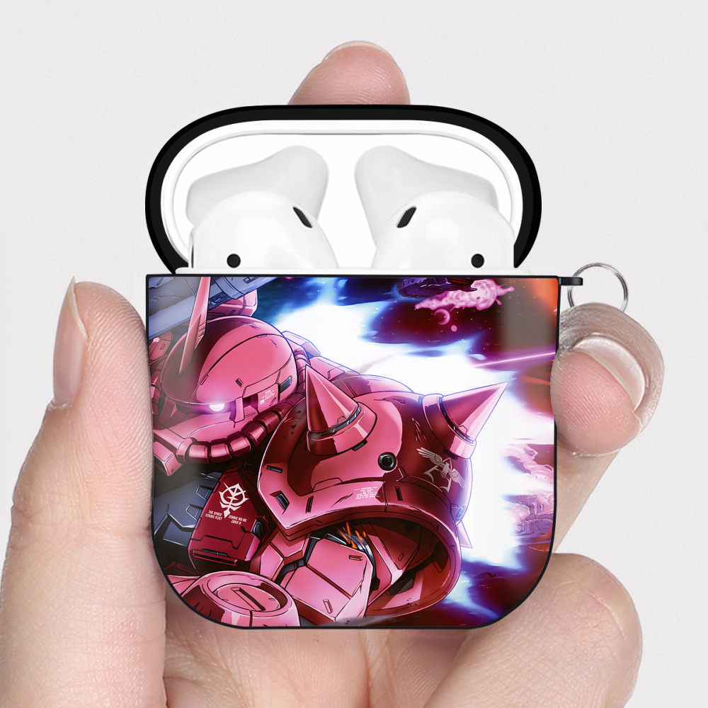 （画像用） 機動戦士ガンダム Mobile Suit Gundam AirPods 第2世代保護ケース ハードシェル ブラック 耐衝撃・防指紋・カラビナ付き