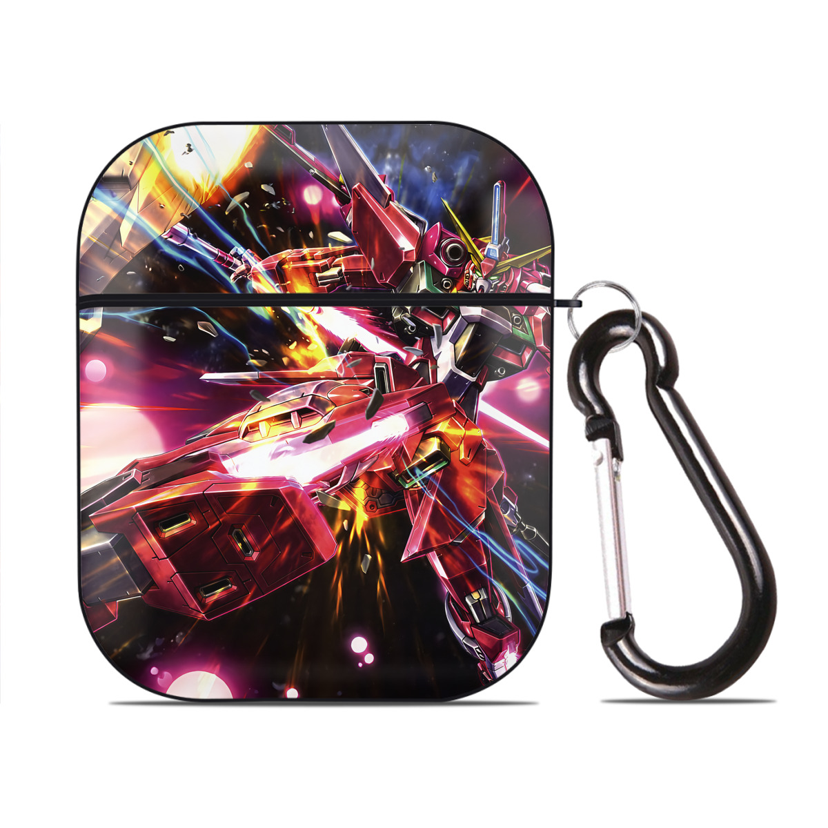 （画像用） 機動戦士ガンダム Mobile Suit Gundam AirPods 第2世代保護ケース ハードシェル ブラック 耐衝撃・防指紋・カラビナ付き