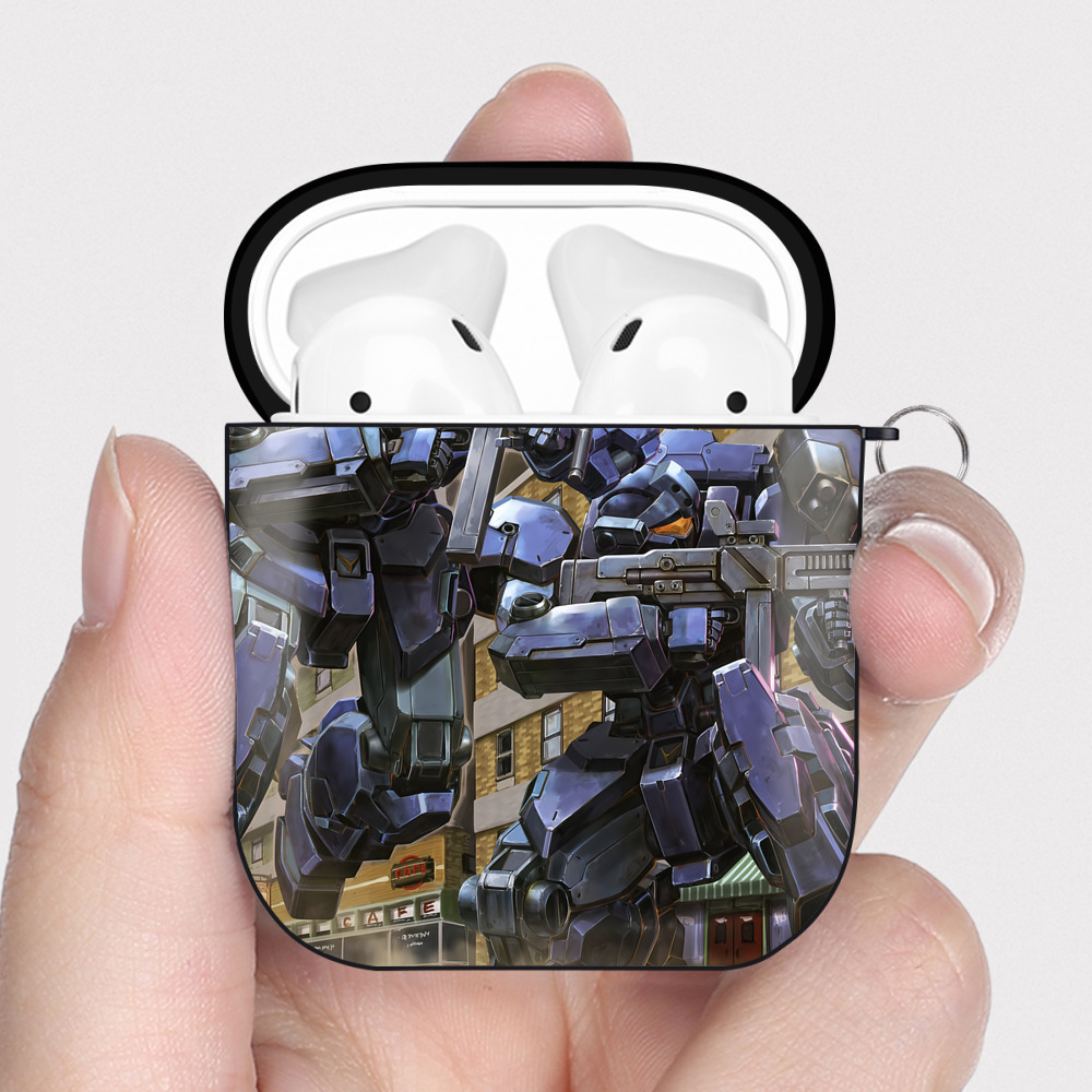 （画像用） 機動戦士ガンダム Mobile Suit Gundam AirPods 第2世代保護ケース ハードシェル ブラック 耐衝撃・防指紋・カラビナ付き