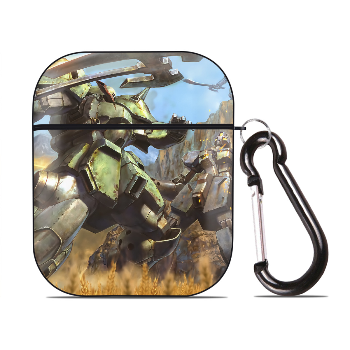 （画像用） 機動戦士ガンダム Mobile Suit Gundam AirPods 第2世代保護ケース ハードシェル ブラック 耐衝撃・防指紋・カラビナ付き