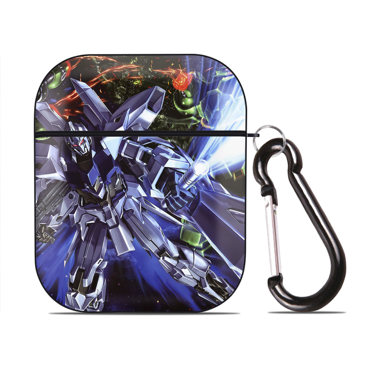 （画像用） 機動戦士ガンダム Mobile Suit Gundam AirPods 第2世代保護ケース ハードシェル ブラック 耐衝撃・防指紋・カラビナ付き
