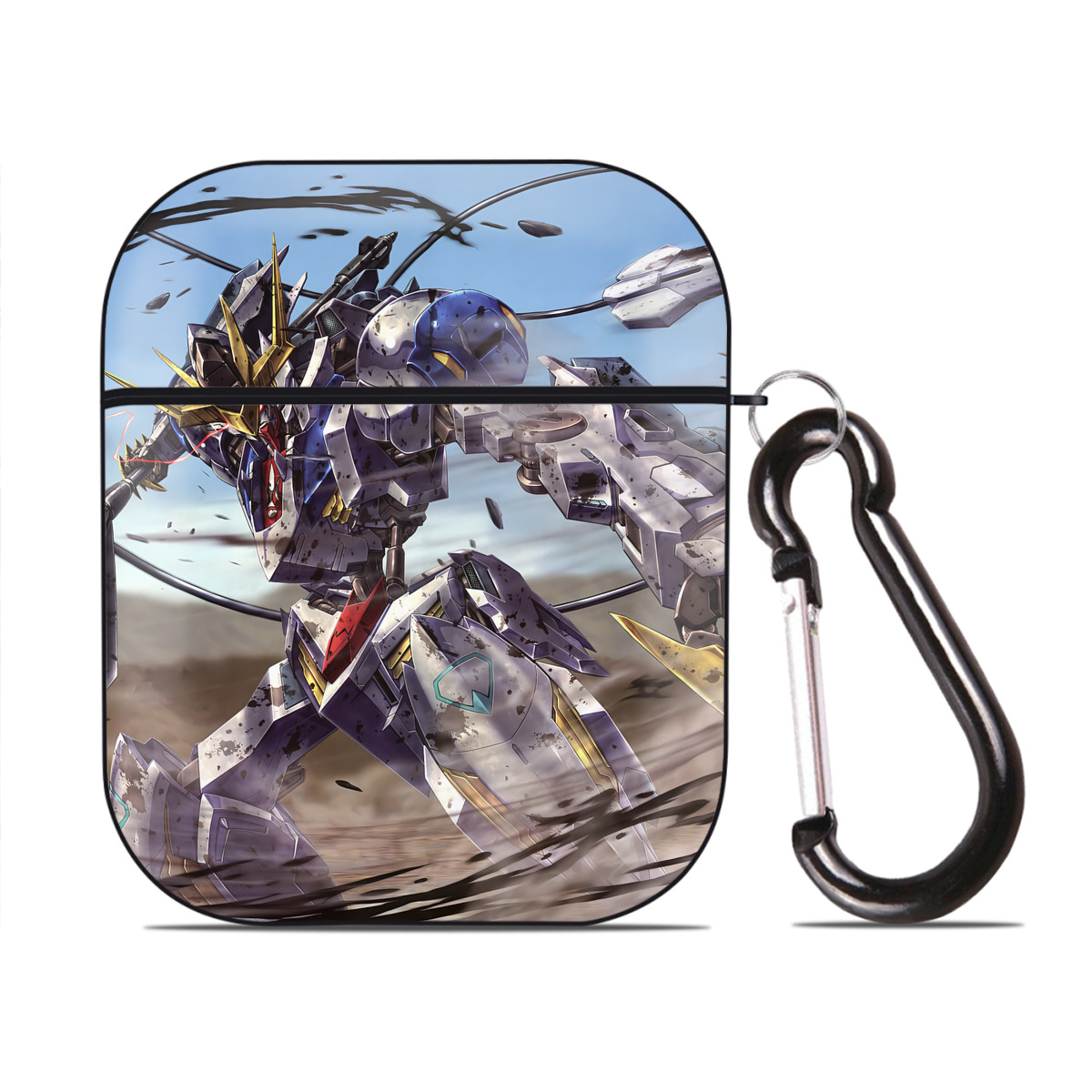 （画像用） 機動戦士ガンダム Mobile Suit Gundam AirPods 第2世代保護ケース ハードシェル ブラック 耐衝撃・防指紋・カラビナ付き