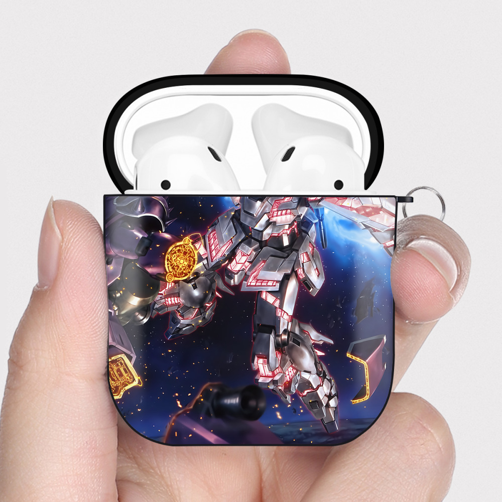 （画像用） 機動戦士ガンダム Mobile Suit Gundam AirPods 第2世代保護ケース ハードシェル ブラック 耐衝撃・防指紋・カラビナ付き