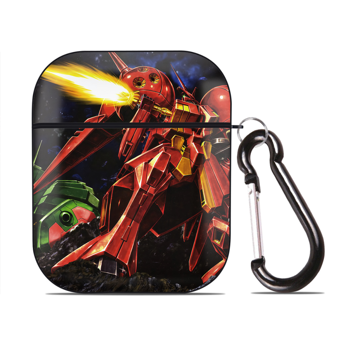 （画像用） 機動戦士ガンダム Mobile Suit Gundam AirPods 第2世代保護ケース ハードシェル ブラック 耐衝撃・防指紋・カラビナ付き