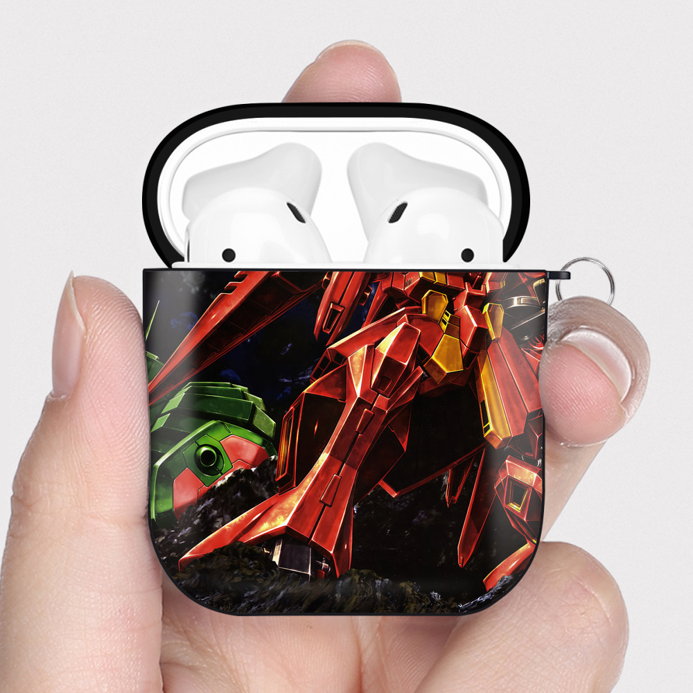 （画像用） 機動戦士ガンダム Mobile Suit Gundam AirPods 第2世代保護ケース ハードシェル ブラック 耐衝撃・防指紋・カラビナ付き