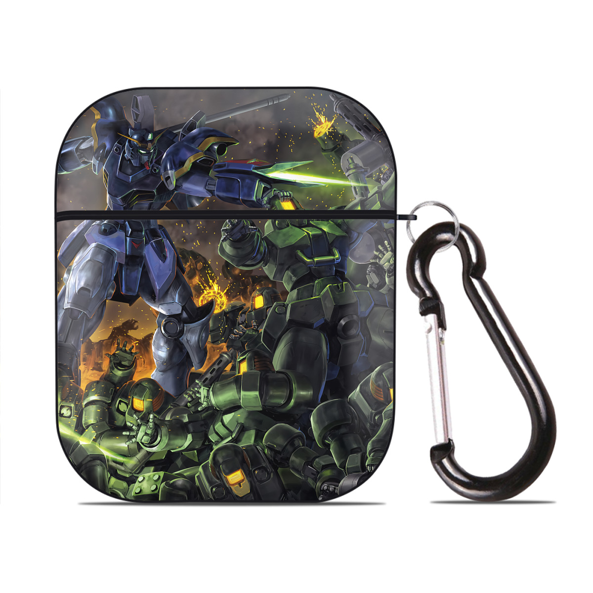 （画像用） 機動戦士ガンダム Mobile Suit Gundam AirPods 第2世代保護ケース ハードシェル ブラック 耐衝撃・防指紋・カラビナ付き