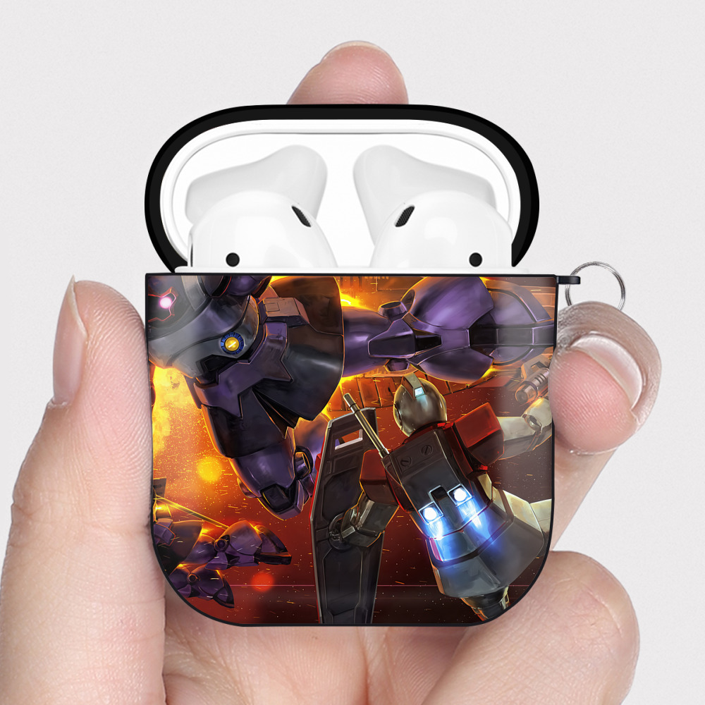 （画像用） 機動戦士ガンダム Mobile Suit Gundam AirPods 第2世代保護ケース ハードシェル ブラック 耐衝撃・防指紋・カラビナ付き