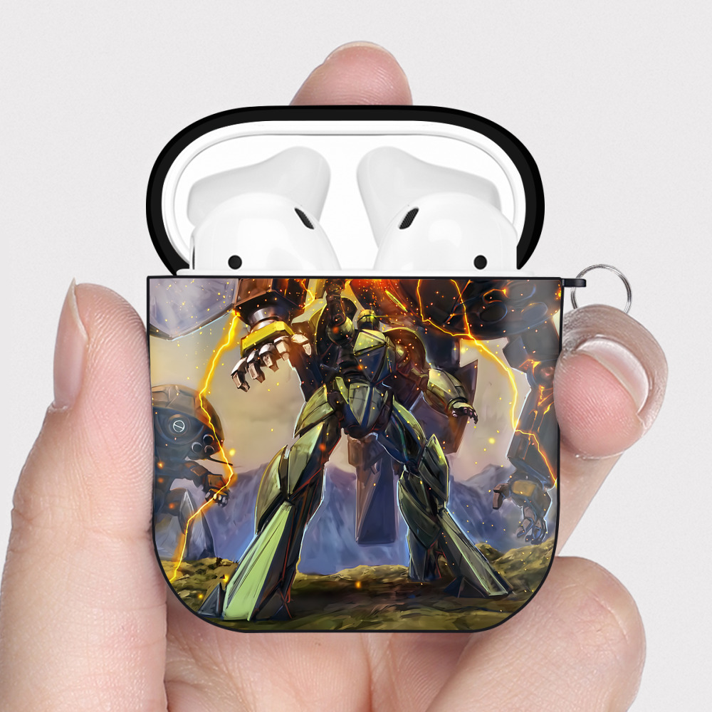 （画像用） 機動戦士ガンダム Mobile Suit Gundam AirPods 第2世代保護ケース ハードシェル ブラック 耐衝撃・防指紋・カラビナ付き
