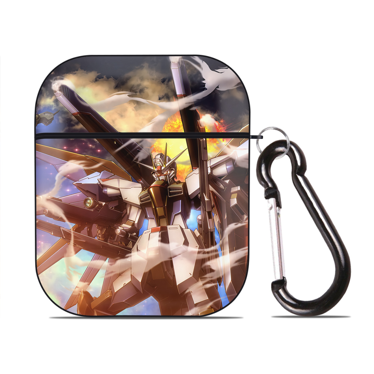 （画像用） 機動戦士ガンダム Mobile Suit Gundam AirPods 第2世代保護ケース ハードシェル ブラック 耐衝撃・防指紋・カラビナ付き