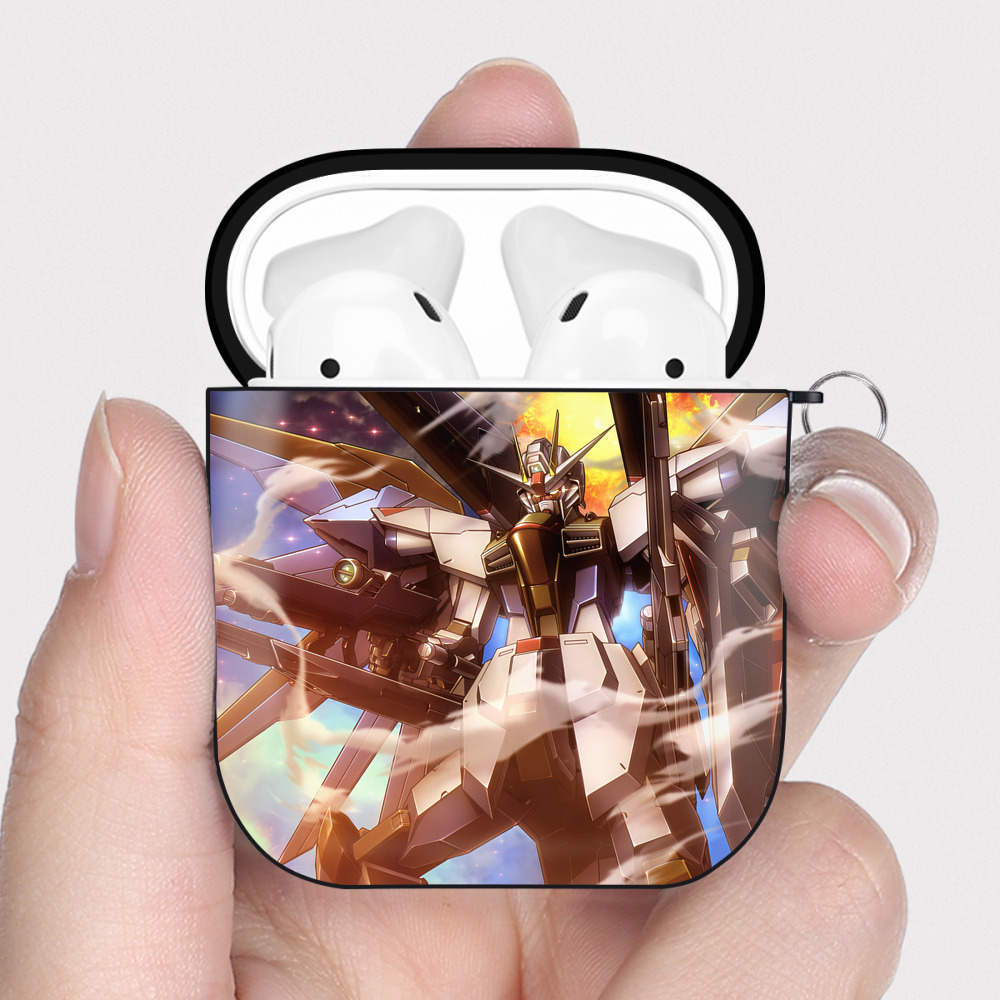 （画像用） 機動戦士ガンダム Mobile Suit Gundam AirPods 第2世代保護ケース ハードシェル ブラック 耐衝撃・防指紋・カラビナ付き