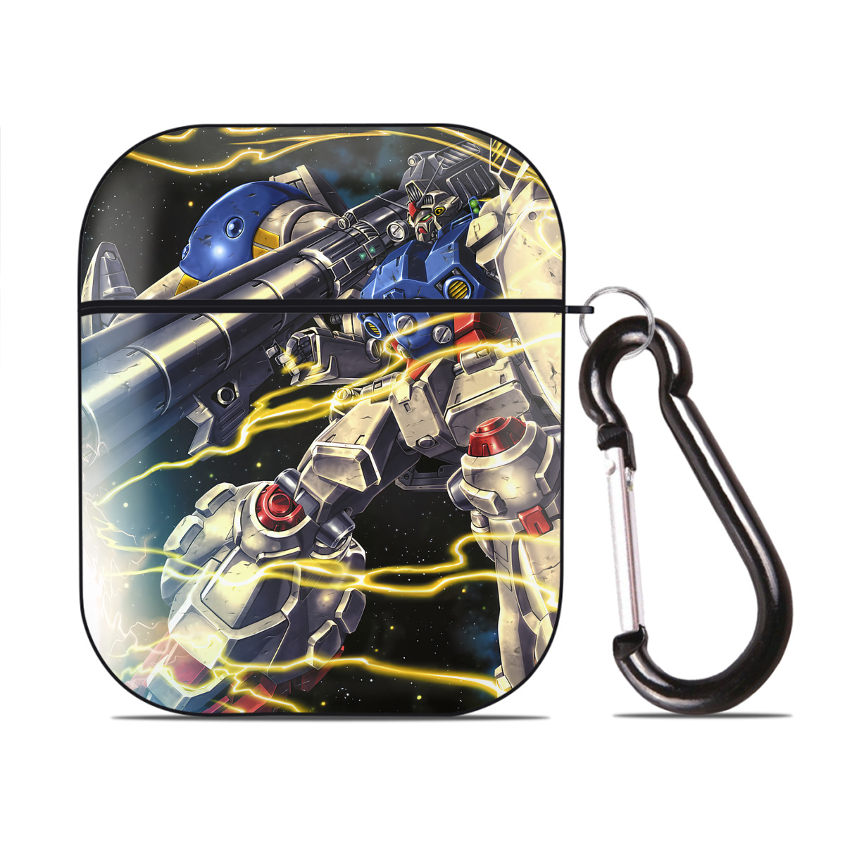 （画像用） 機動戦士ガンダム Mobile Suit Gundam AirPods 第2世代保護ケース ハードシェル ブラック 耐衝撃・防指紋・カラビナ付き