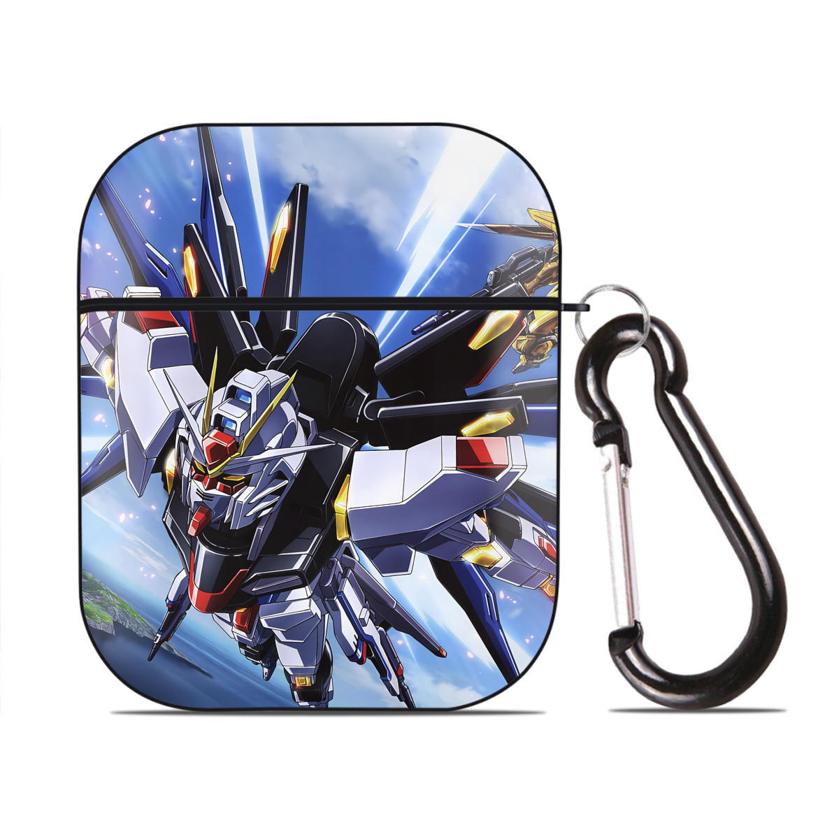 （画像用） 機動戦士ガンダム Mobile Suit Gundam AirPods 第2世代保護ケース ハードシェル ブラック 耐衝撃・防指紋・カラビナ付き