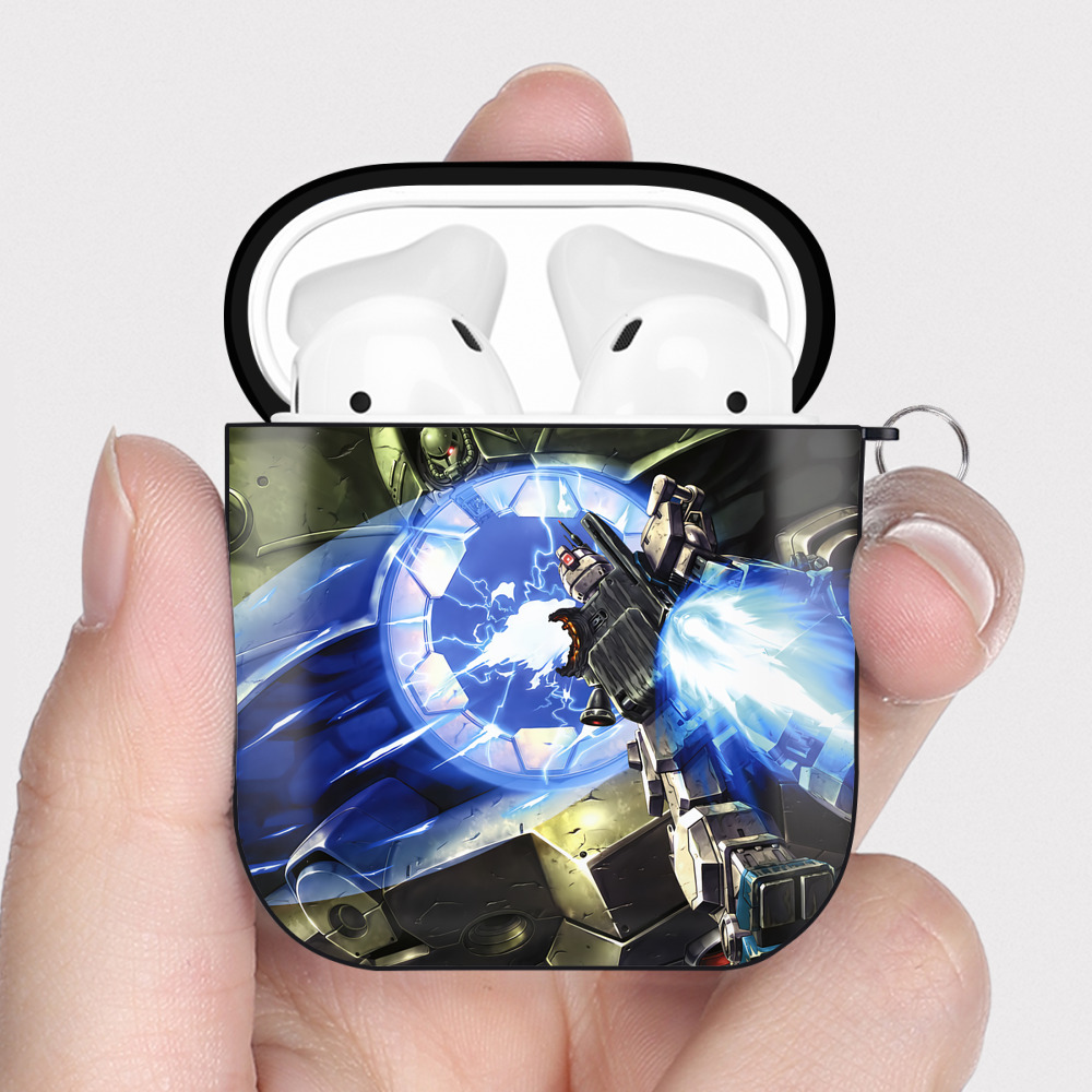 （画像用） 機動戦士ガンダム Mobile Suit Gundam AirPods 第2世代保護ケース ハードシェル ブラック 耐衝撃・防指紋・カラビナ付き
