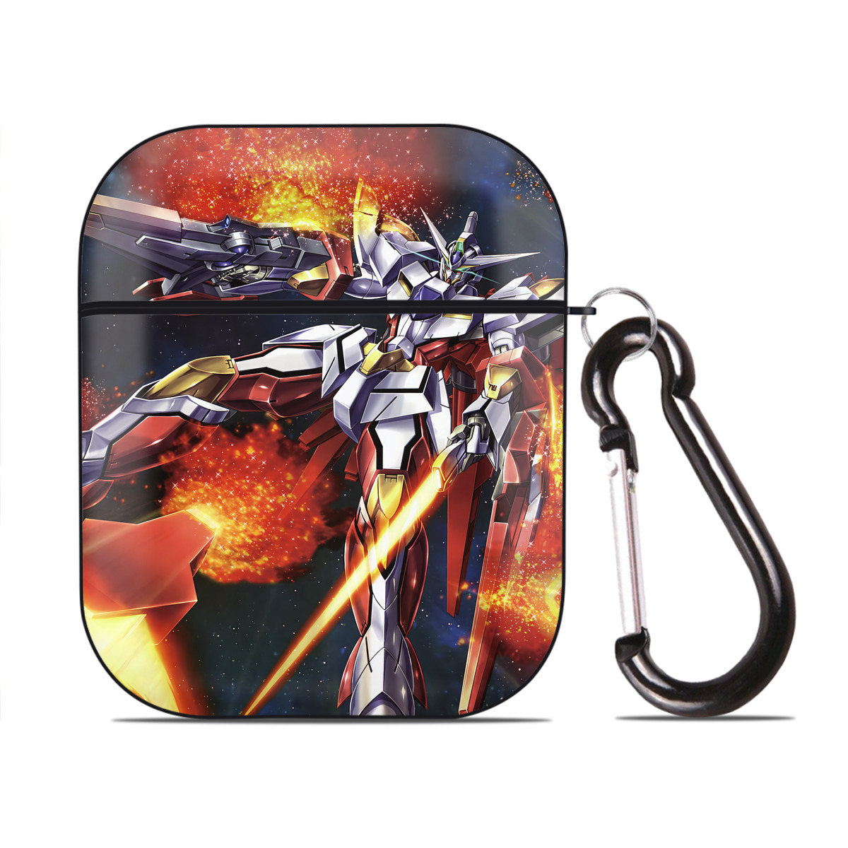 （画像用） 機動戦士ガンダム Mobile Suit Gundam AirPods 第2世代保護ケース ハードシェル ブラック 耐衝撃・防指紋・カラビナ付き