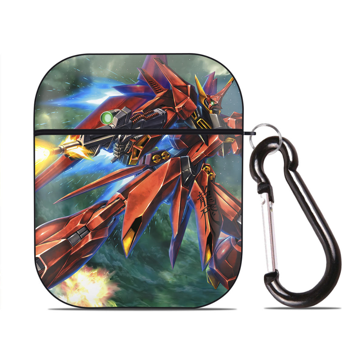 （画像用） 機動戦士ガンダム Mobile Suit Gundam AirPods 第2世代保護ケース ハードシェル ブラック 耐衝撃・防指紋・カラビナ付き