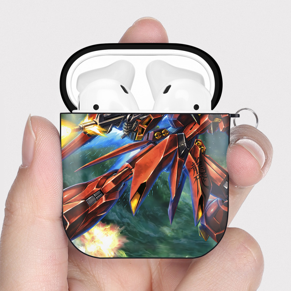 （画像用） 機動戦士ガンダム Mobile Suit Gundam AirPods 第2世代保護ケース ハードシェル ブラック 耐衝撃・防指紋・カラビナ付き
